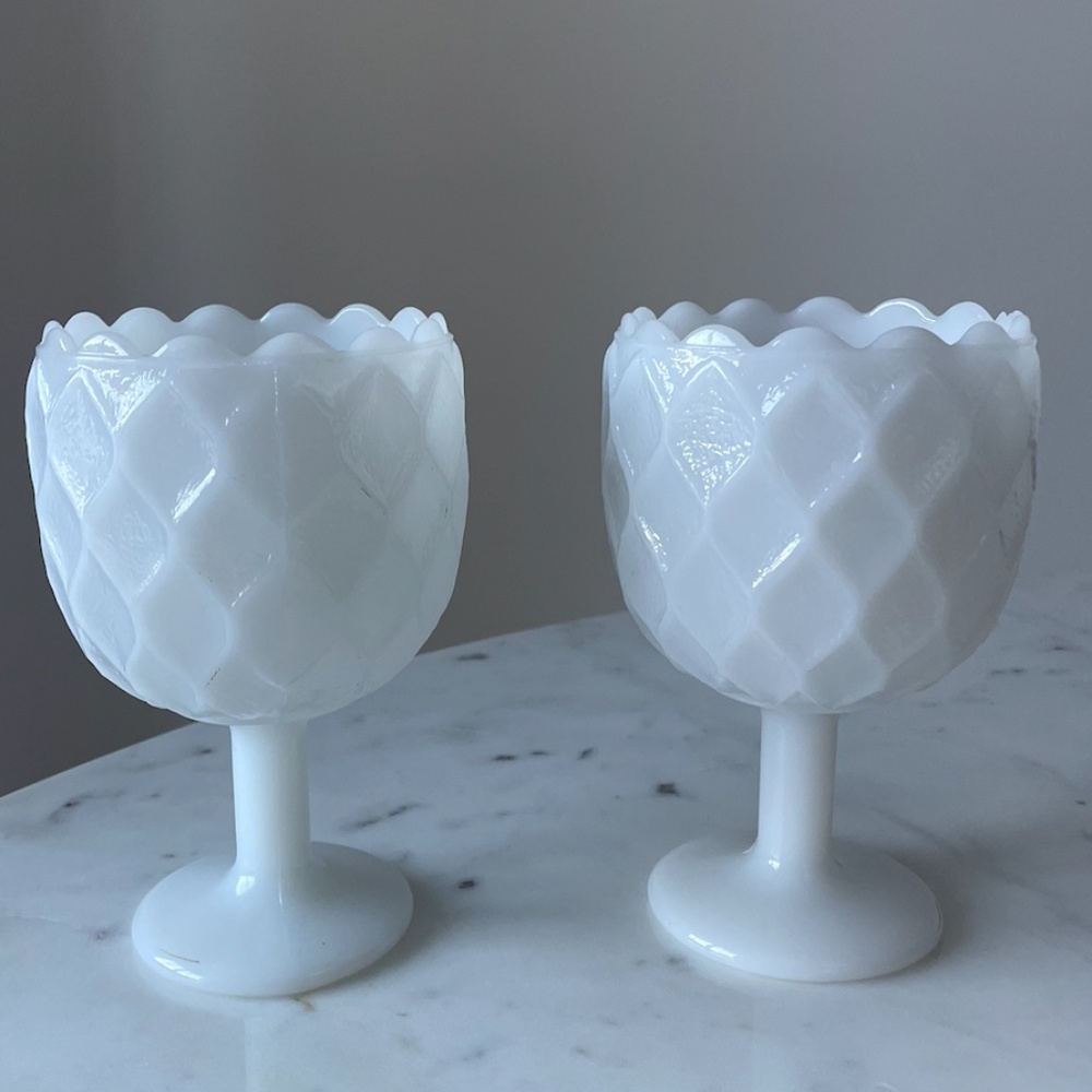Vintage Milk Glass Goblets